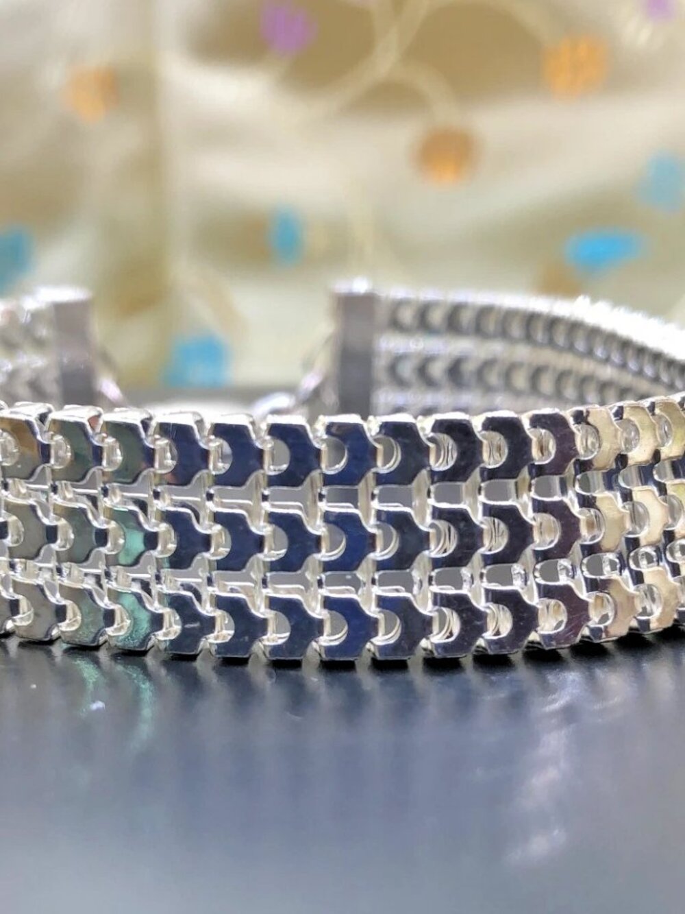 925 Sterling Silver Mesh 1/2" x 7.5" long Bracelet. SPARKLER!!! 17+g